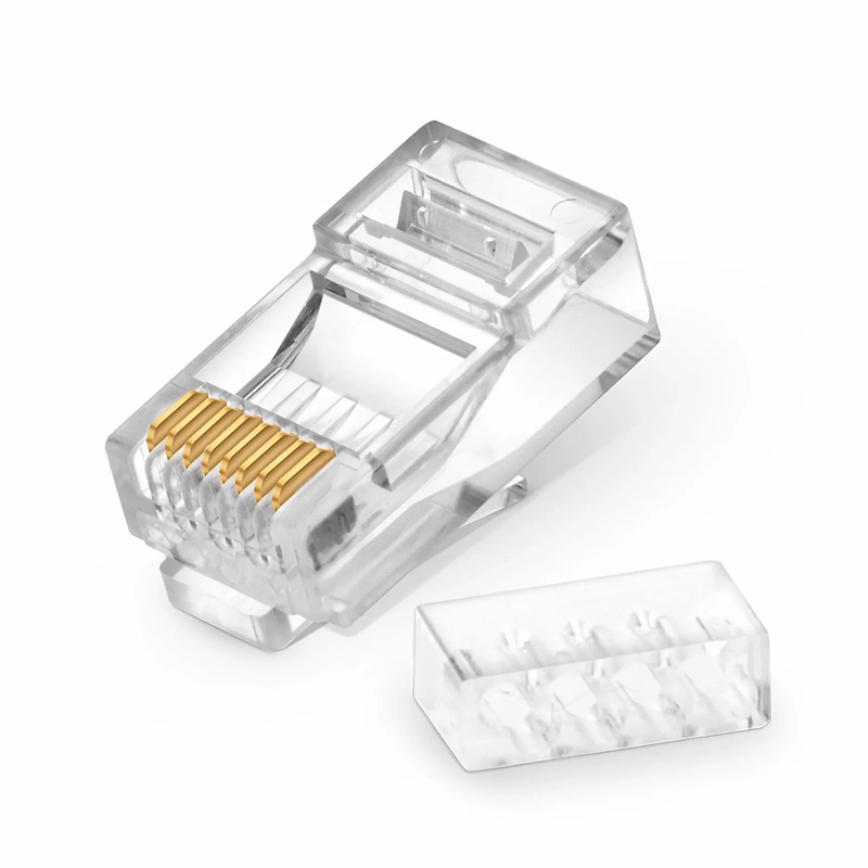 Cat6 RJ45 Standard Modular Plugs (Two-Piece Suit), Unshielded Network Connectors for 23~24AWG Twisted Pair Solid or Stranded Cable (50/Pack)
