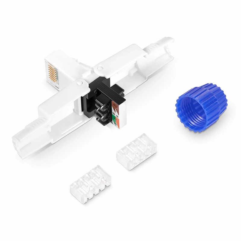 Cat5e/Cat6/Cat6a RJ45 Tool-Free Modular Plugs, Unshielded Network Connectors for 23~26AWG Twisted Pair Solid or Stranded Cable (10/Pack)