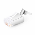 Cat5e RJ45 Pass Through Modular Plugs, Shielded Network Connectors for 24AWG Twisted Pair Solid or Stranded Cable (50/Pack)
