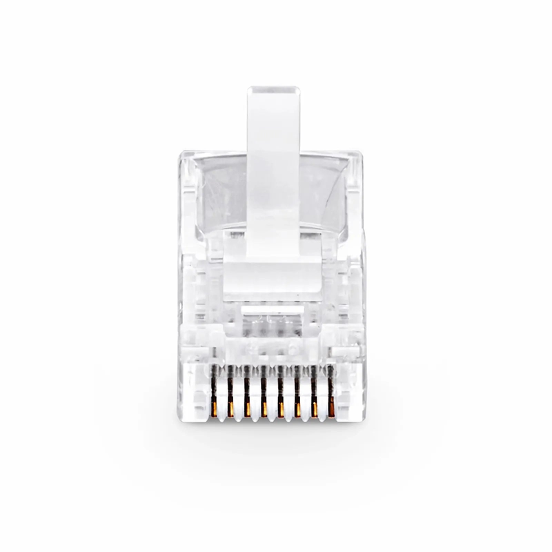 Cat5e RJ45 Pass Through Modular Plugs, Unshielded Network Connectors for 24AWG Twisted Pair Solid or Stranded Cable (50/Pack)