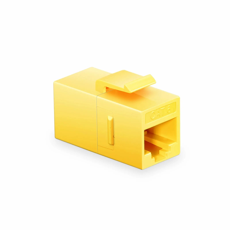 Cat6 Keystone RJ45 Coupler, Unshielded, Female to Female Insert Inline Coupler - Yellow (12pcs/Pack)