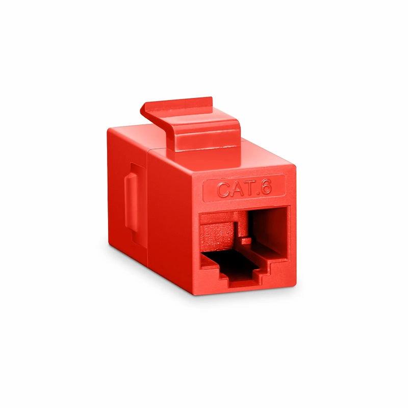 Cat6 Keystone RJ45 Coupler, Unshielded, Female to Female Insert Inline Coupler - Red (12pcs/Pack)