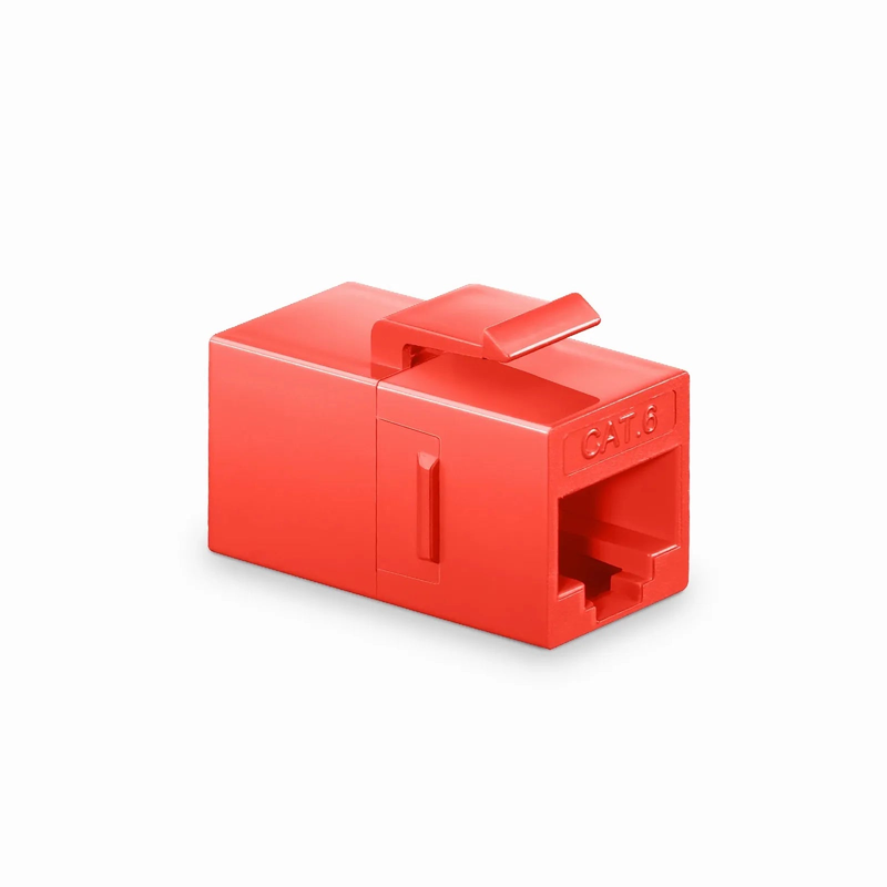 Cat6 Keystone RJ45 Coupler, Unshielded, Female to Female Insert Inline Coupler - Red (12pcs/Pack)