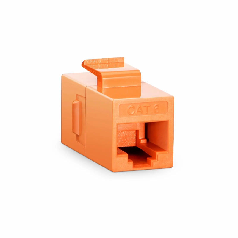 Cat6 Keystone RJ45 Coupler, Unshielded, Female to Female Insert Inline Coupler - Orange (12pcs/pack)