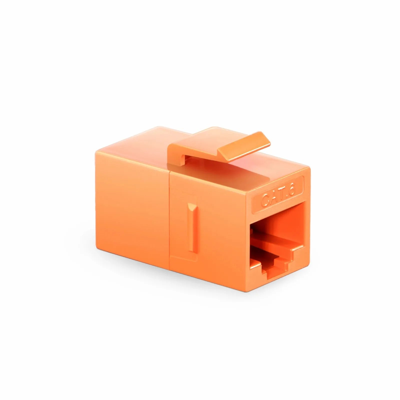 Cat6 Keystone RJ45 Coupler, Unshielded, Female to Female Insert Inline Coupler - Orange (12pcs/pack)