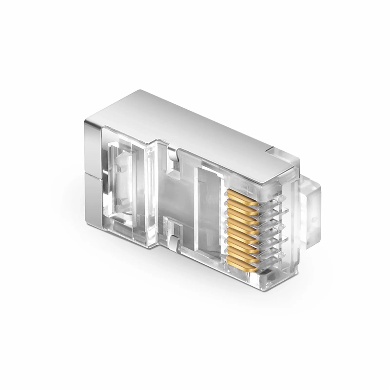 Cat5e RJ45 Standard Modular Plugs, Shielded Network Connectors for 24~26AWG Twisted Pair Solid or Stranded Cable (50/Pack)