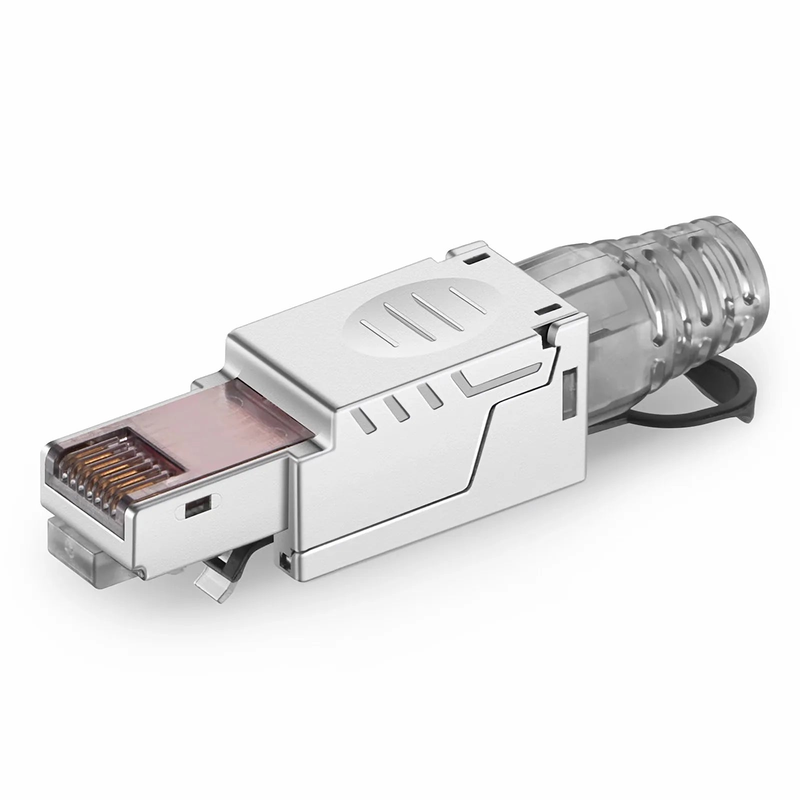 Cat5e/Cat6/Cat6a RJ45 Tool-Free Field Term Modular Plugs with Pull-tab, Shielded Network Connectors for 23~26AWG Twisted Pair Solid or Stranded Cable (10/Pack)