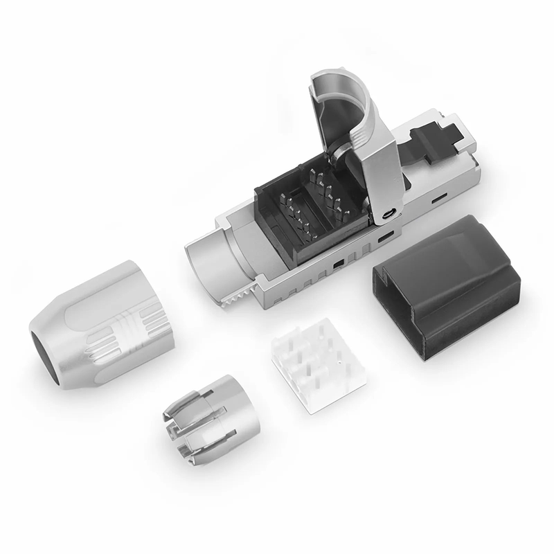 Cat5e/Cat6/Cat6a RJ45 Tool-Free Modular Plugs, Shielded Network Connectors for 23~26AWG Twisted Pair Solid or Stranded Cable (10/Pack)