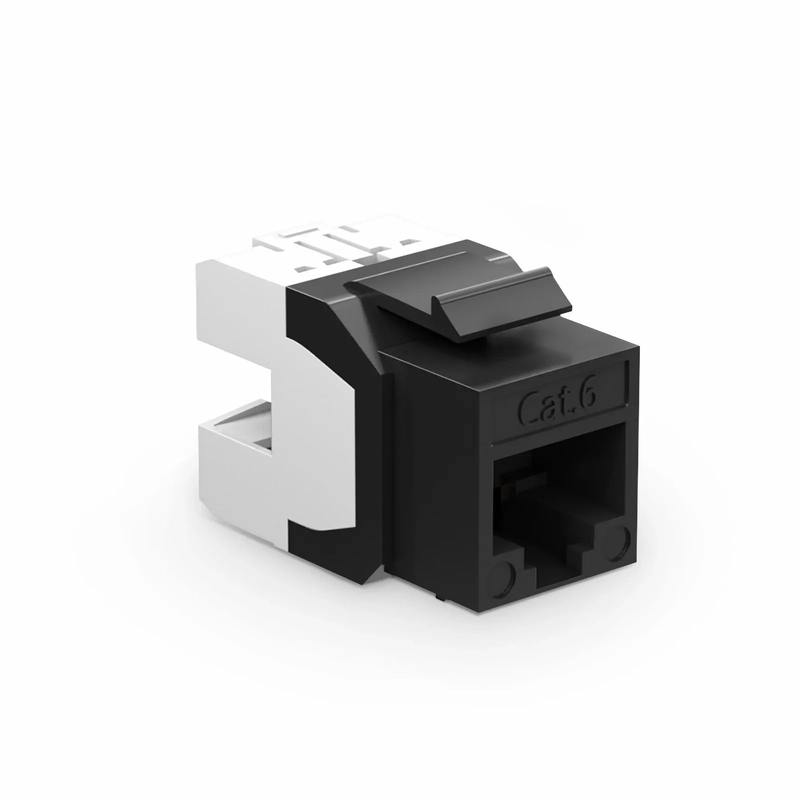 Cat6 RJ45 (8P8C) Unshielded Punch Down Keystone Jack Module, Black (10 pcs/Pack)