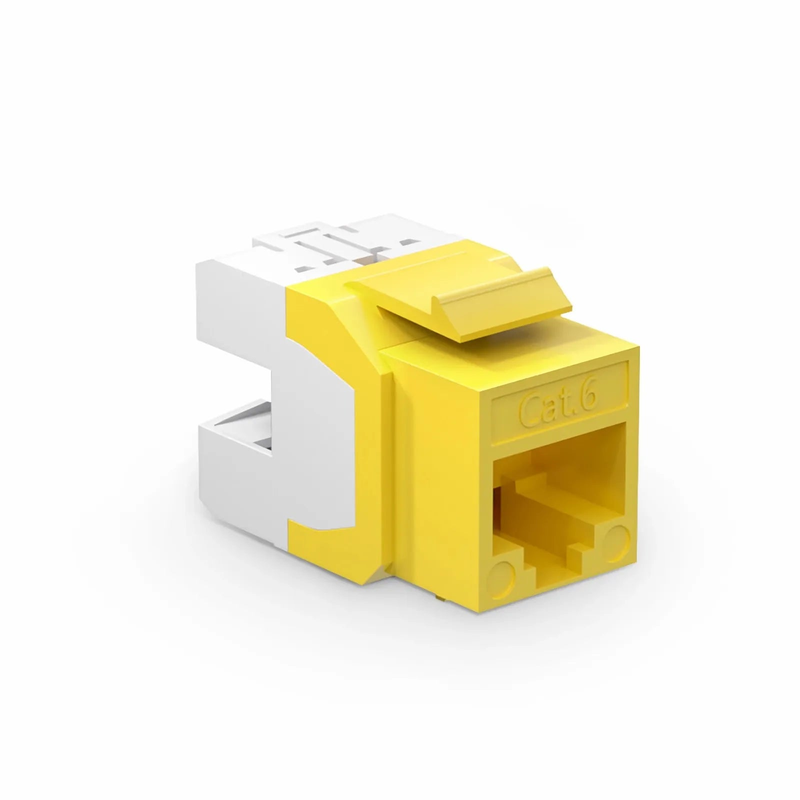 Cat6 RJ45 (8P8C) Unshielded Punch Down Keystone Jack Module, Yellow (10 pcs/Pack)