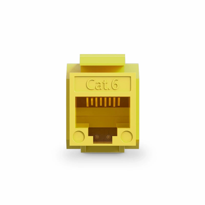 Cat6 RJ45 (8P8C) Unshielded Punch Down Keystone Jack Module, Yellow (10 pcs/Pack)