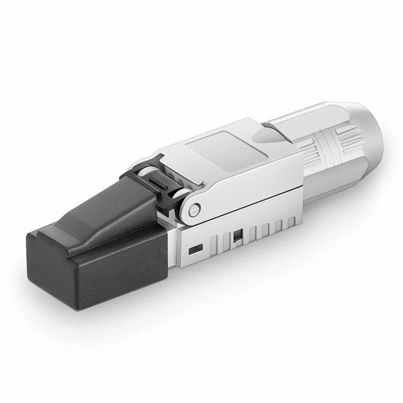 Cat5e/Cat6/Cat6a RJ45 Tool-Free Modular Plugs, Shielded Network Connectors for 23~26AWG Twisted Pair Solid or Stranded Cable (10/Pack)