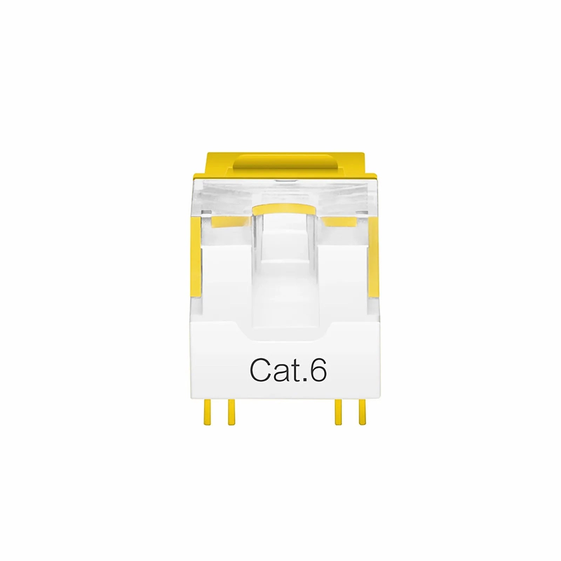 Cat6 RJ45 (8P8C) Unshielded Punch Down Keystone Jack Module, Yellow, 12Pcs/Pack