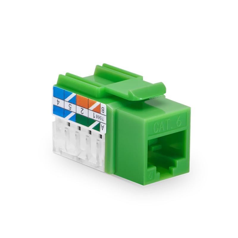 Cat6 RJ45 (8P8C) Unshielded Punch Down Keystone Jack Module, Green, 12Pcs/Pack