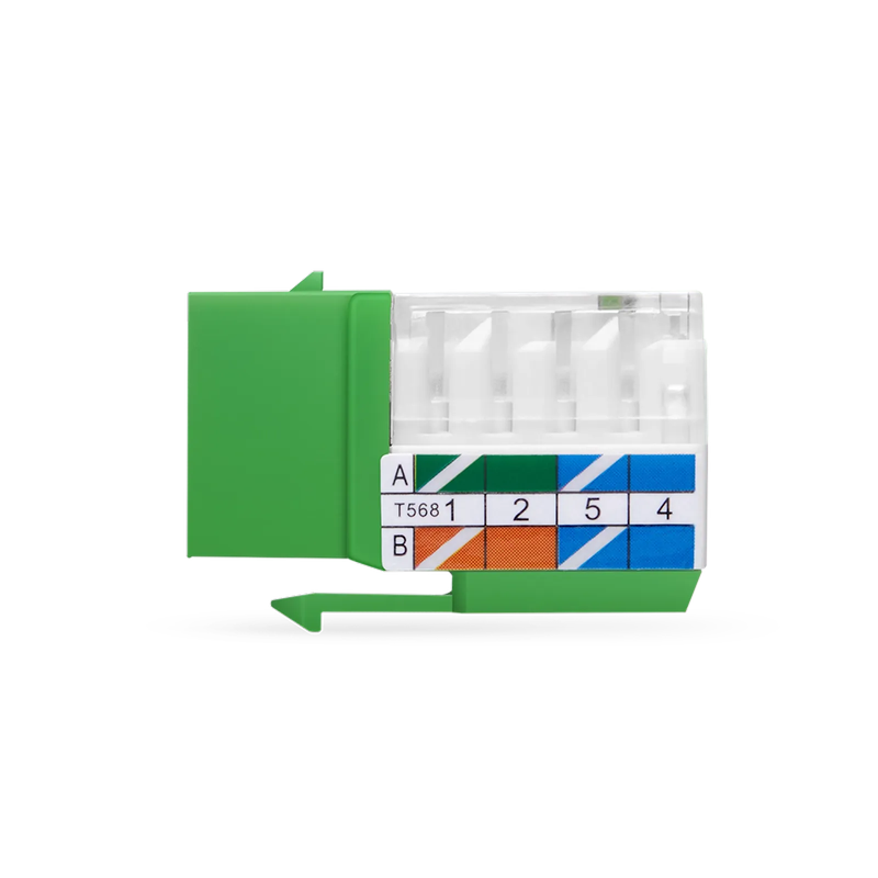 Cat6 RJ45 (8P8C) Unshielded Punch Down Keystone Jack Module, Green, 12Pcs/Pack
