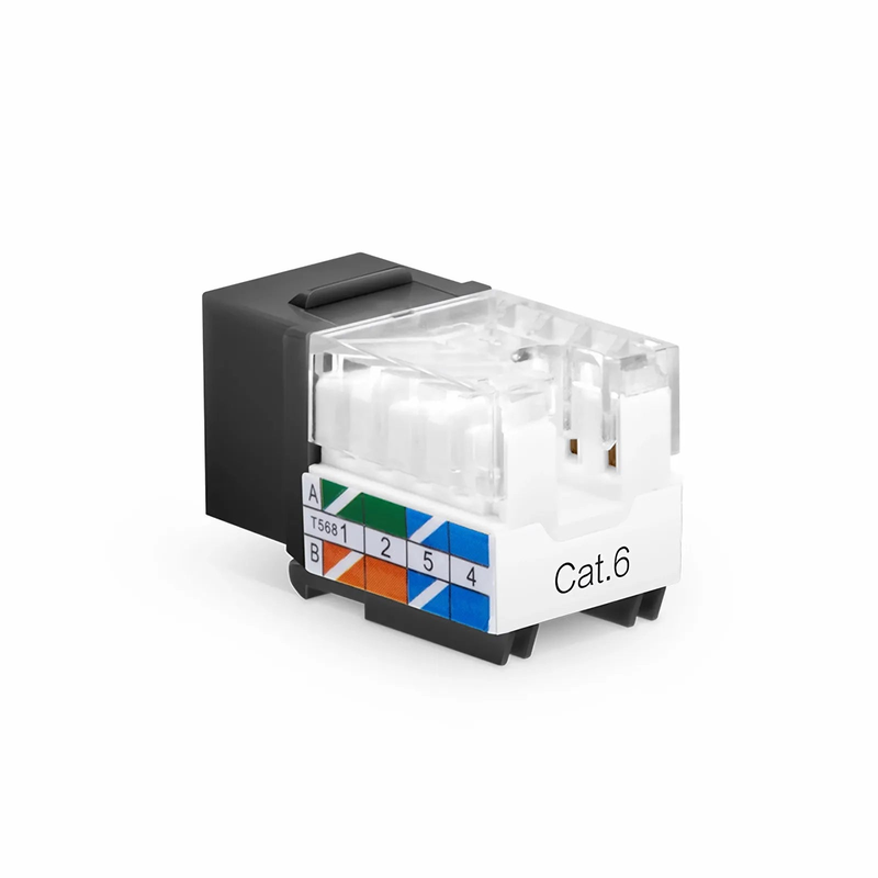 Cat6 RJ45 (8P8C) Unshielded Punch Down Keystone Jack Module, Black, 12Pcs/Pack
