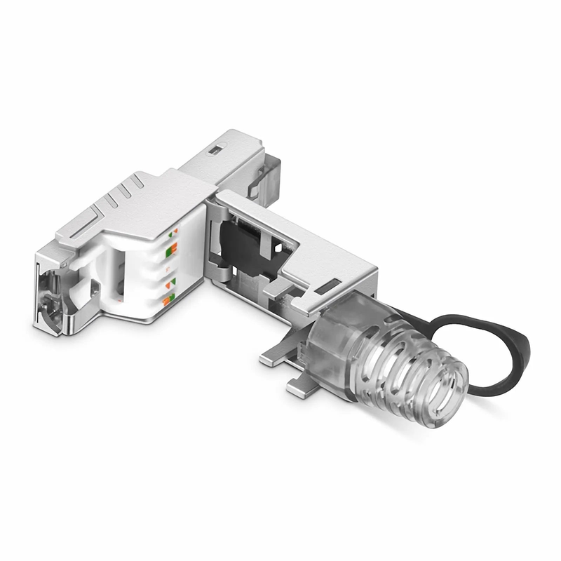 Cat5e/Cat6/Cat6a RJ45 Tool-Free Field Term Modular Plugs with Pull-tab, Shielded Network Connectors for 23~26AWG Twisted Pair Solid or Stranded Cable (10/Pack)