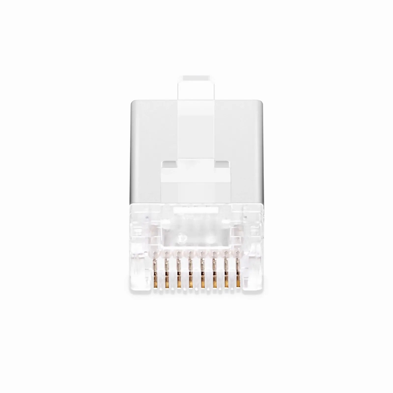 Cat6 RJ45 Pass Through Modular Plugs, Shielded Network Connectors for 24AWG Twisted Pair Solid or Stranded Cable (50/Pack)
