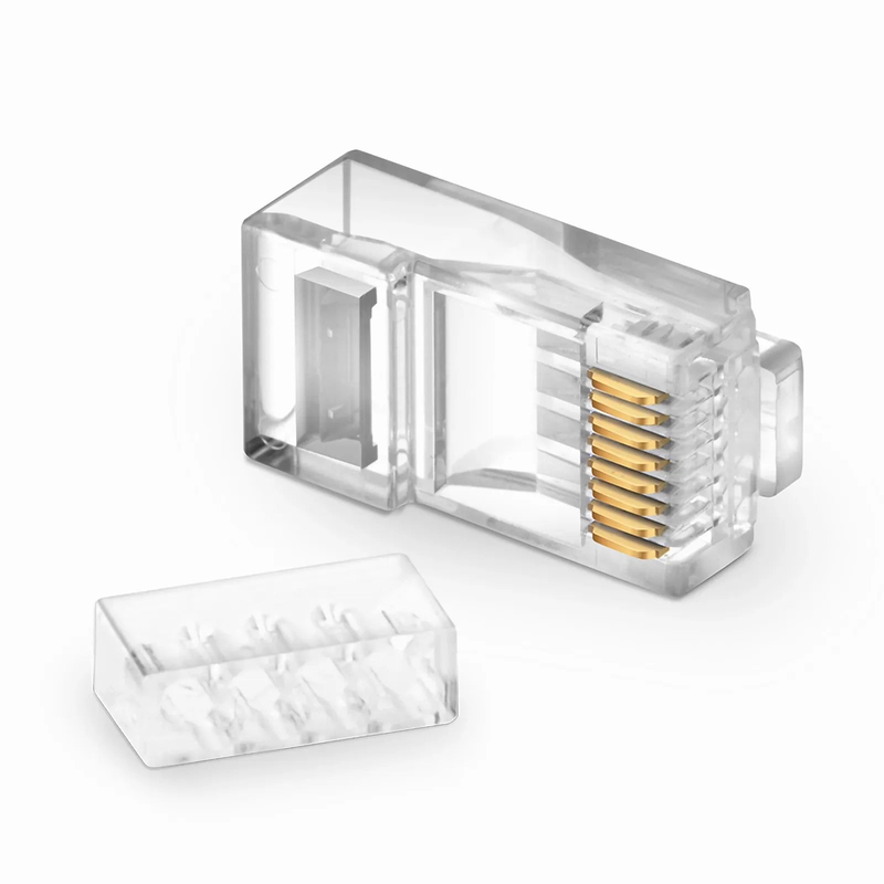 Cat6 RJ45 Standard Modular Plugs (Two-Piece Suit), Unshielded Network Connectors for 23~24AWG Twisted Pair Solid or Stranded Cable (50/Pack)