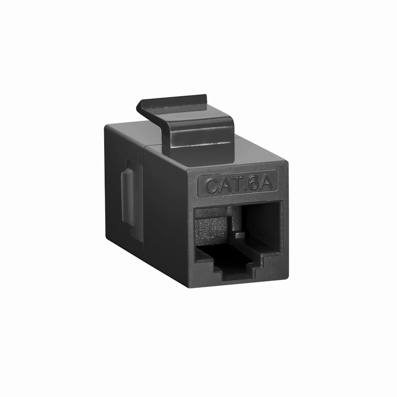 Cat6a Keystone RJ45 Coupler, Unshielded, Female to Female Insert Inline Coupler - Black (12pcs/pack)
