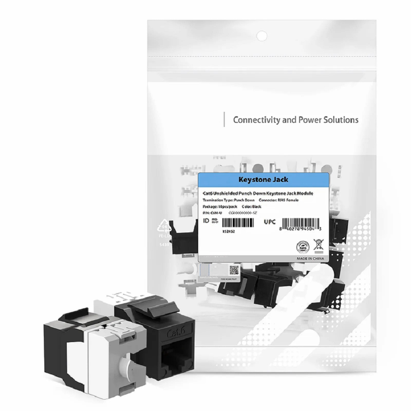 Cat6a Keystone RJ45 Coupler, Shielded, Female to Female Insert Inline Coupler (12pcs/Pack)