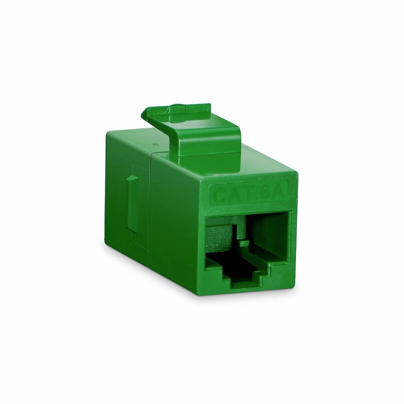 Cat6a Keystone RJ45 Coupler, Unshielded, Female to Female Insert Inline Coupler - Green