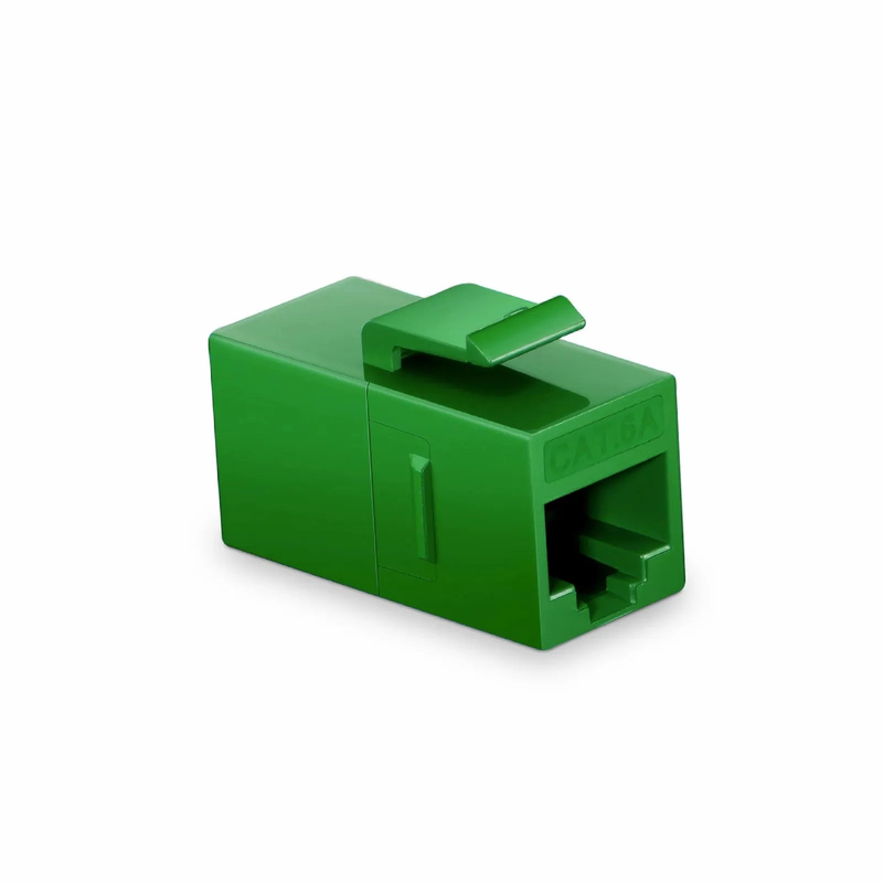 Cat6a Keystone RJ45 Coupler, Unshielded, Female to Female Insert Inline Coupler - Green