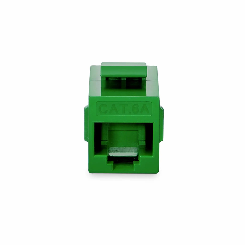 Cat6a Keystone RJ45 Coupler, Unshielded, Female to Female Insert Inline Coupler - Green