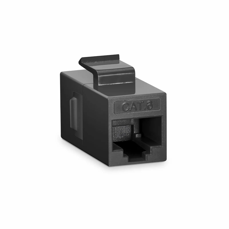 Cat6 Keystone RJ45 Coupler, Unshielded, Female to Female Insert Inline Coupler - Black (12pcs/Pack)