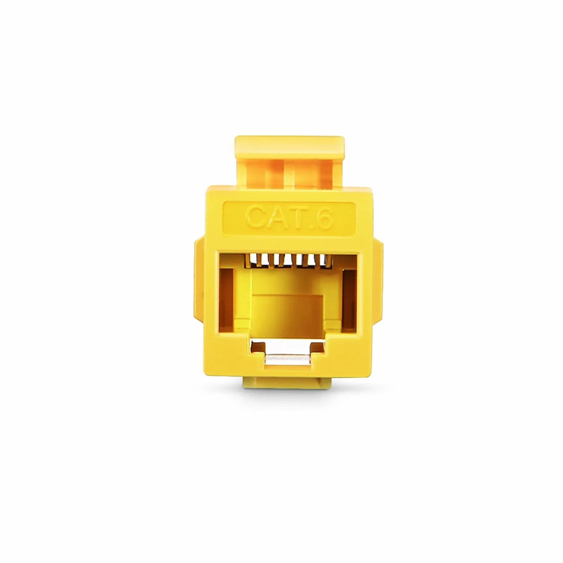 Cat6 Keystone RJ45 Coupler, Unshielded, Female to Female Insert Inline Coupler - Yellow (12pcs/Pack)