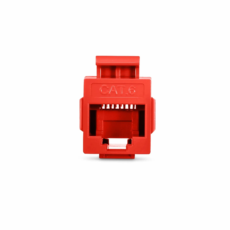 Cat6 Keystone RJ45 Coupler, Unshielded, Female to Female Insert Inline Coupler - Red (12pcs/Pack)