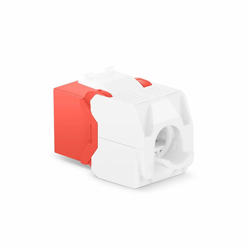 Cat6 RJ45 (8P8C) Unshielded Toolless Keystone Jack Module, Red (10 pcs/Pack)