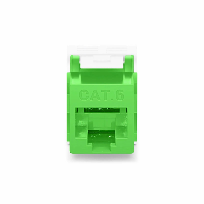 Cat6 RJ45 (8P8C) Unshielded Toolless Keystone Jack Module, Green (10 pcs/Pack)