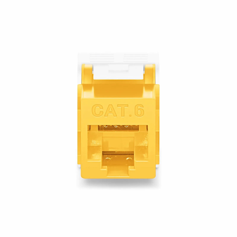 Cat6 RJ45 (8P8C) Unshielded Toolless Keystone Jack Module, Yellow (10 pcs/Pack)