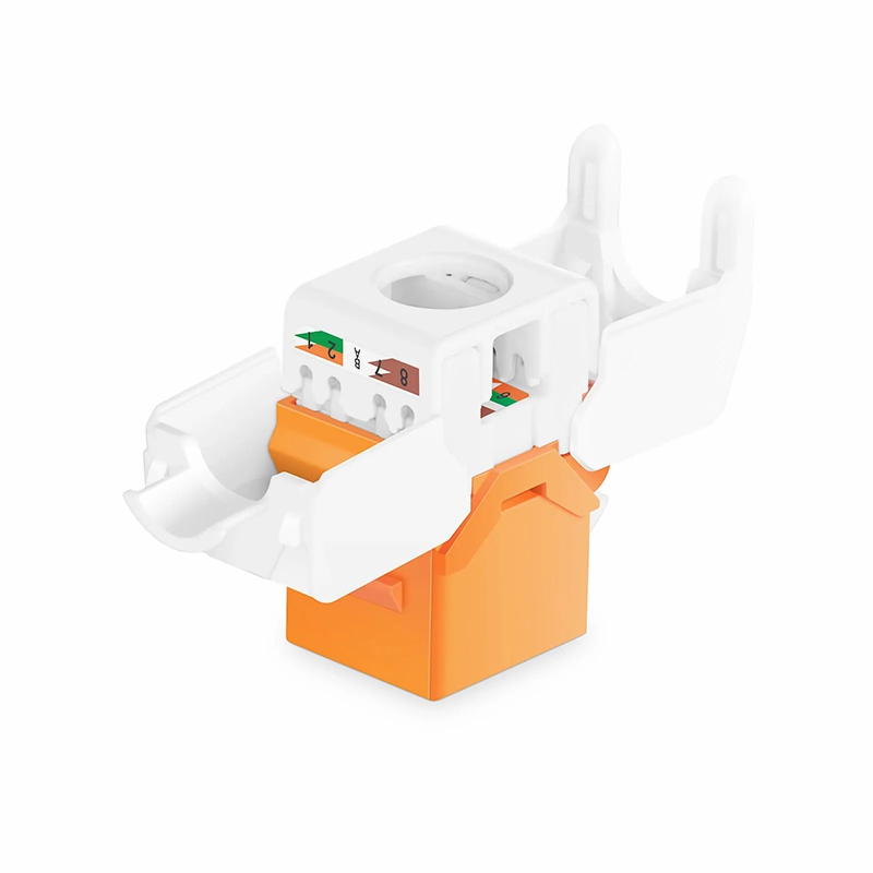 Cat6 RJ45 (8P8C) Unshielded Toolless Keystone Jack Module, Orange (10 pcs/Pack)