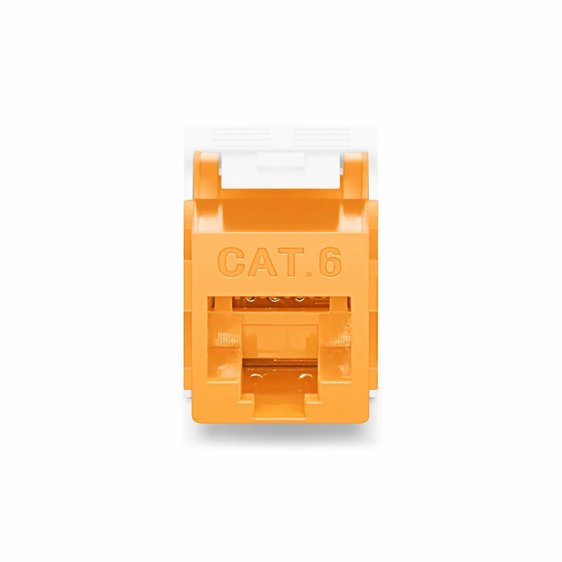 Cat6 RJ45 (8P8C) Unshielded Toolless Keystone Jack Module, Orange (10 pcs/Pack)