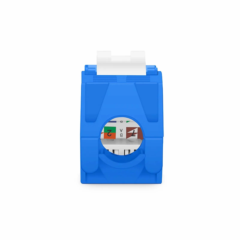 Cat6a RJ45 (8P8C) Unshielded Toolless Keystone Jack Module, Blue (10 pcs/Pack)