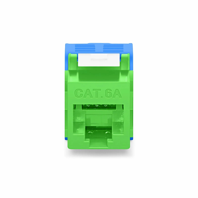 Cat6a RJ45 (8P8C) Unshielded Toolless Keystone Jack Module, Green (10 pcs/Pack)