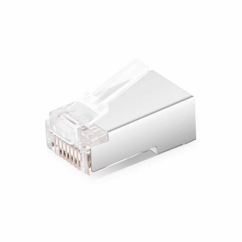Cat6 RJ45 Pass Through Modular Plugs, Shielded Network Connectors for 24AWG Twisted Pair Solid or Stranded Cable (50/Pack)