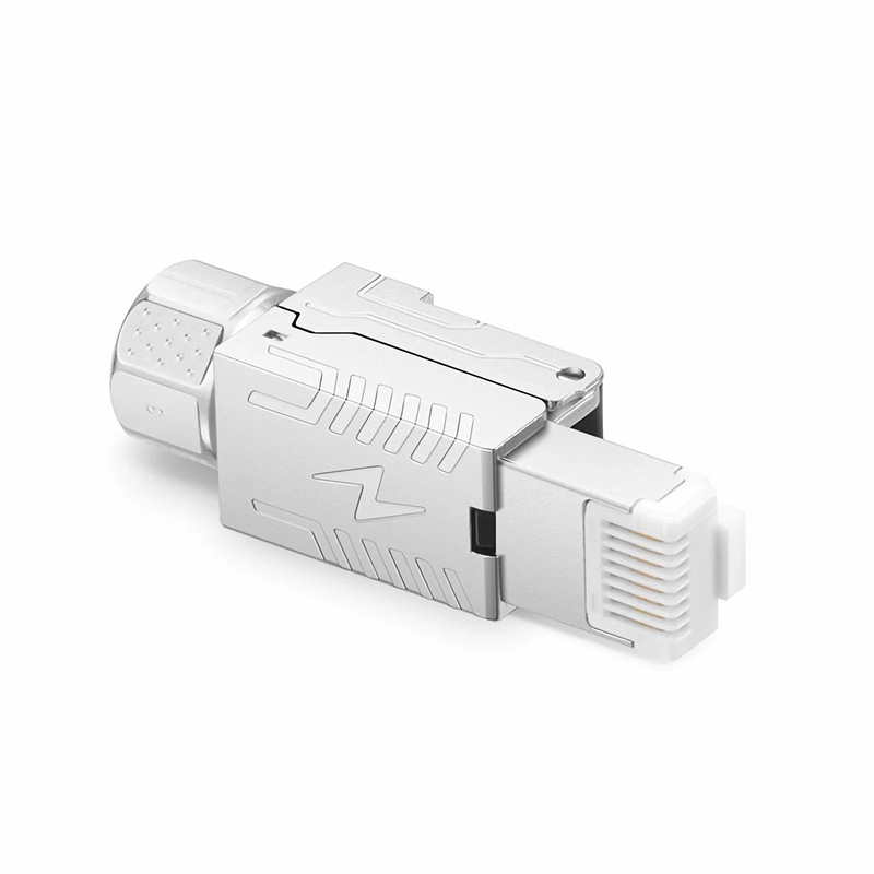 Cat8 RJ45 Tool-Free Modular Plugs, Shielded Network Connectors for 22~24AWG Twisted Pair Solid or Stranded Cable (10/Pack)