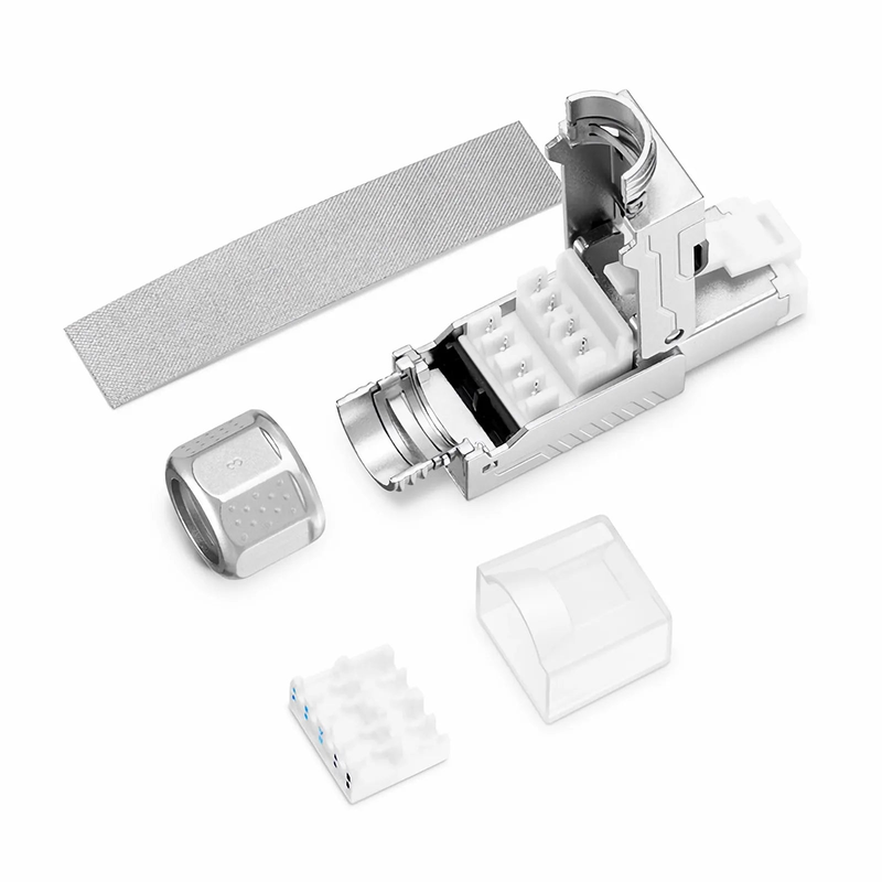 Cat8 RJ45 Tool-Free Modular Plugs, Shielded Network Connectors for 22~24AWG Twisted Pair Solid or Stranded Cable (10/Pack)