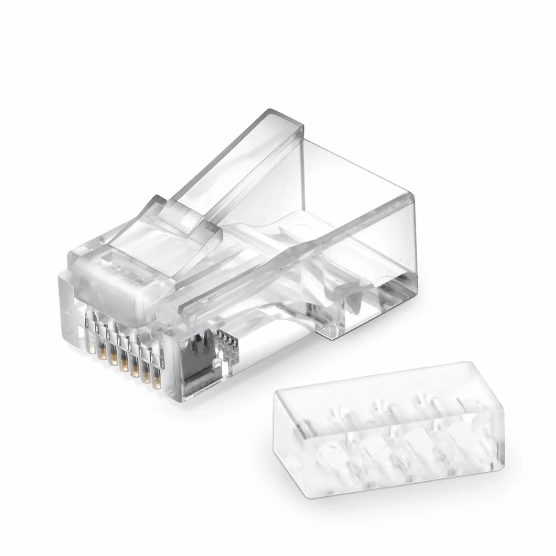 Cat6 RJ45 Standard Modular Plugs (Two-Piece Suit), Unshielded Network Connectors for 23~24AWG Twisted Pair Solid or Stranded Cable (50/Pack)