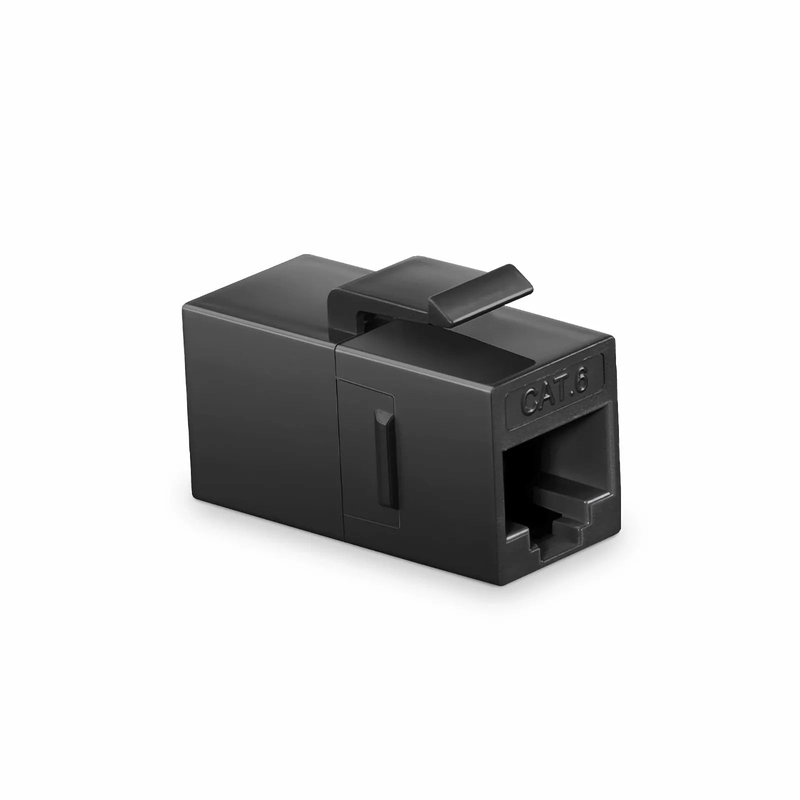 Cat6 Keystone RJ45 Coupler, Unshielded, Female to Female Insert Inline Coupler - Black (12pcs/Pack)