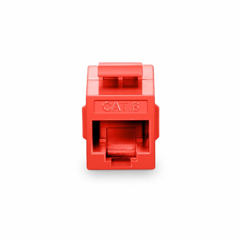 Cat6 Keystone RJ45 Coupler, Unshielded, Female to Female Insert Inline Coupler - Red (12pcs/Pack)