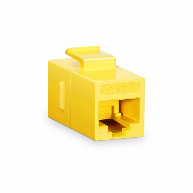 Cat6 Keystone RJ45 Coupler, Unshielded, Female to Female Insert Inline Coupler - Yellow (12pcs/Pack)