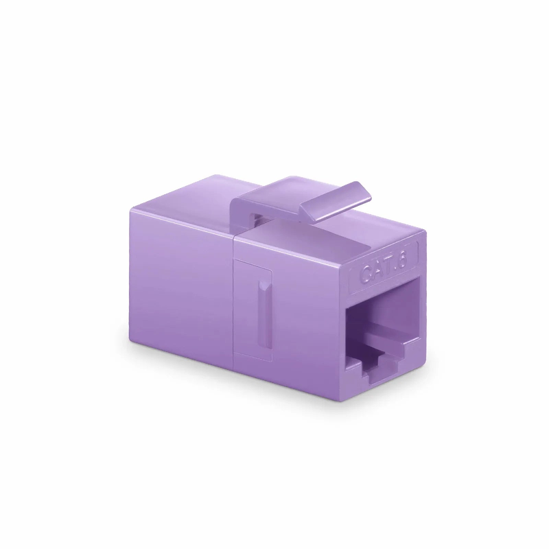 Cat6 Keystone RJ45 Coupler, Unshielded, Female to Female Insert Inline Coupler - Purple (12pcs/pack)
