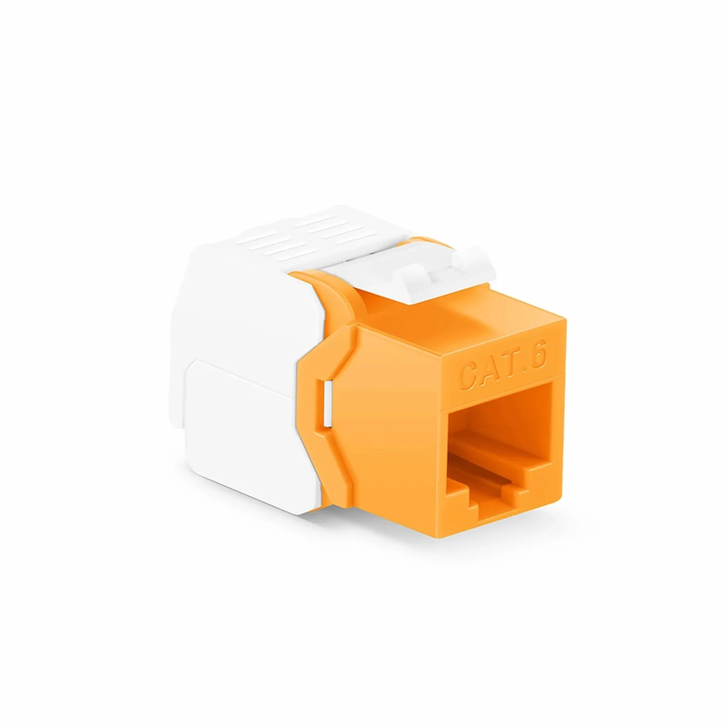 Cat6 RJ45 (8P8C) Unshielded Toolless Keystone Jack Module, Orange (10 pcs/Pack)