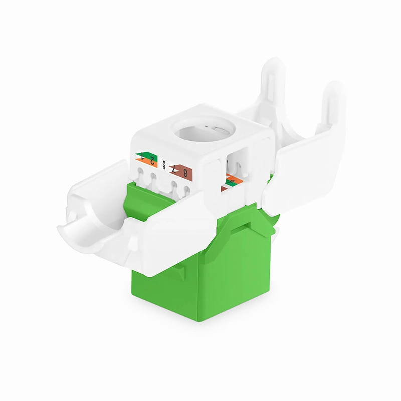 Cat6 RJ45 (8P8C) Unshielded Toolless Keystone Jack Module, Green (10 pcs/Pack)
