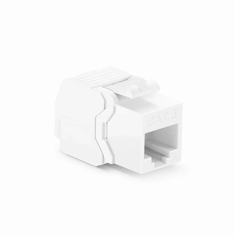 Cat6 RJ45 (8P8C) Unshielded Toolless Keystone Jack Module, White (10 pcs/Pack)
