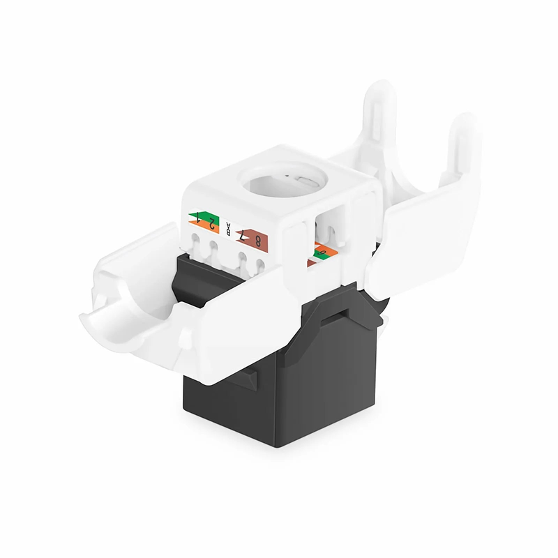 Cat6 RJ45 (8P8C) Unshielded Toolless Keystone Jack Module, Black (10 pcs/Pack)